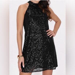 one clothing Black Strapless Sequin A-Line Dress